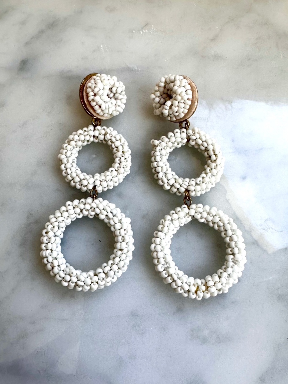 BaubleBar Capella Beaded Triple Hoop Drop Earrings